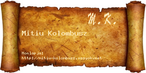 Mitiu Kolombusz névjegykártya